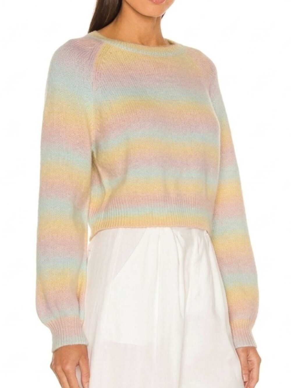 BB DAKOTA BY STEVEN MADDEN Pastel Rainbow Wool Etc Crop Sweater Coquette Medium